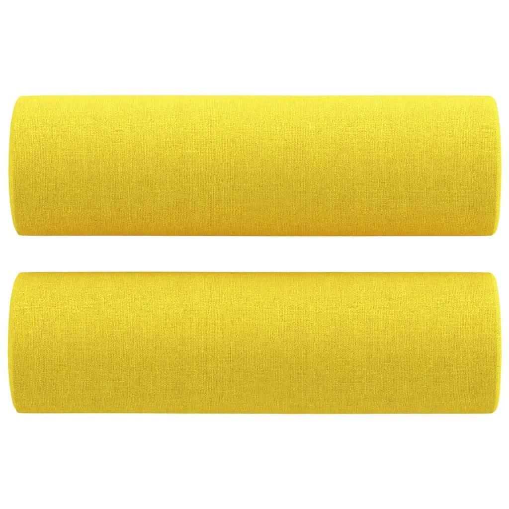 Divano a 3 Posti con Cuscini Giallo Chiaro 180 cm in Tessuto