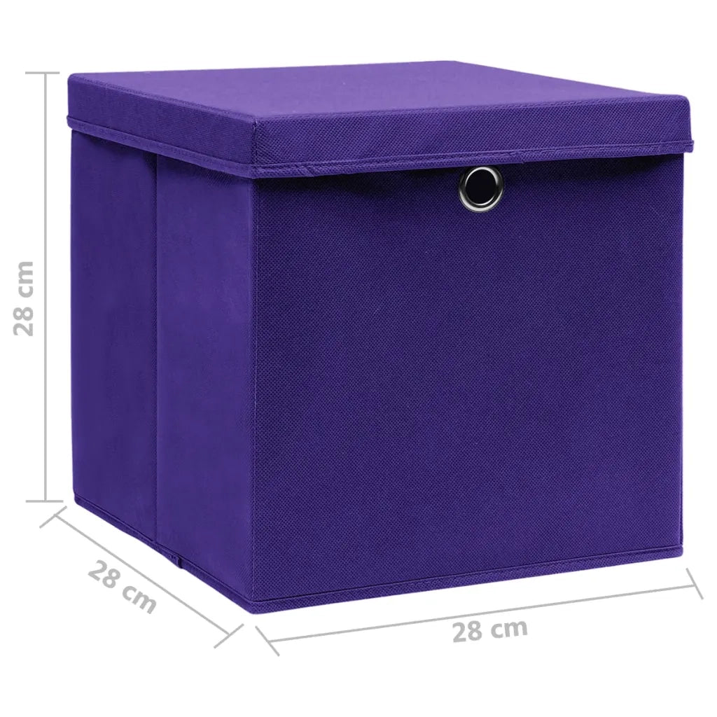 Contenitori con Coperchi 4 pz 28x28x28 cm Viola 325212