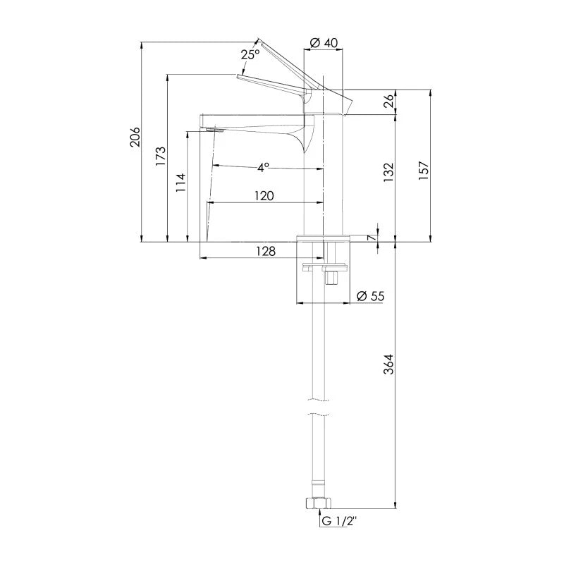 Miscelatore serie Slash & Dot lavabo senza scarico e senza foro sul corpo