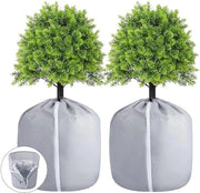 2-pack protezioni termiche per piante in vaso esterne, protezione invernale per piante in vaso, protezioni per vaso con cordino, protezione dal gelo per vasi di fiori (2, grigio)