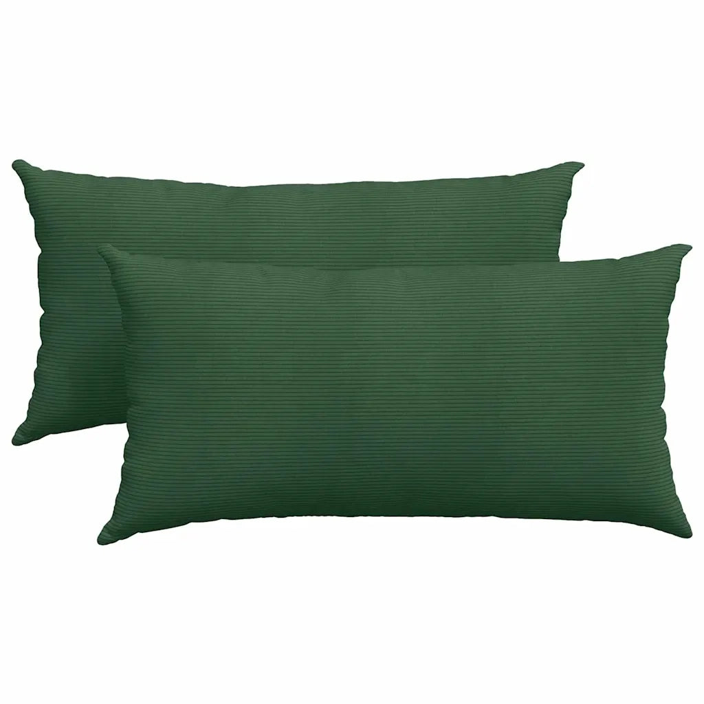 Cuscini da Divano 2 pz-Set di 2 Cuscini per Sofa Verde Scuro 80 x 40 cm Tessuto in Cords 692381