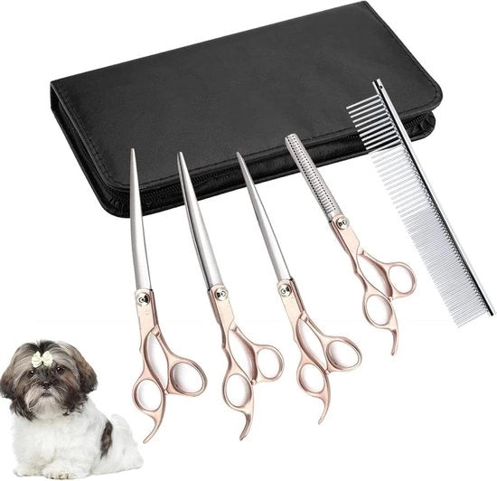 Kit di pettinatura per cani e gatti con lama da rasatura 7 pollici - manico in acciaio inox - lama da rasatura - pettine per cani e gatti - taglio e rasatura