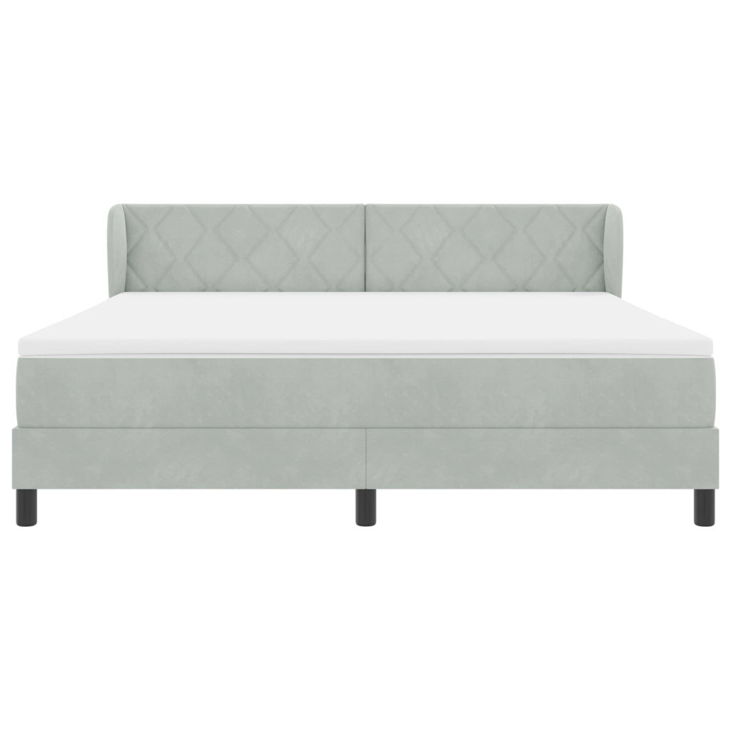 Letto Box Spring  con Materasso Grigio Chiaro 180x200 cm in Velluto