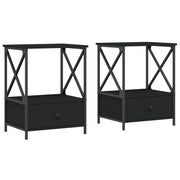 Set di 2 Comodini | Armadio da Notte | Mobiletto da notte Neri 50x41x65 cm in Legno Multistrato