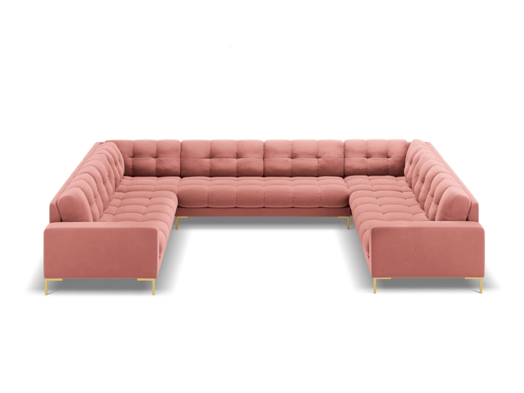Cosmopolitan Design - Divano panoramico "Bali" 9 posti in velluto rosa 
