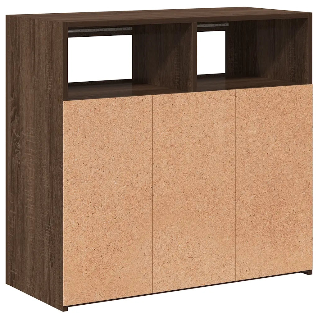 Credenza | Madia | Buffet da pranzo | Armadio da pranzo con Luci LED Rovere Marrone 80x35x75 cm