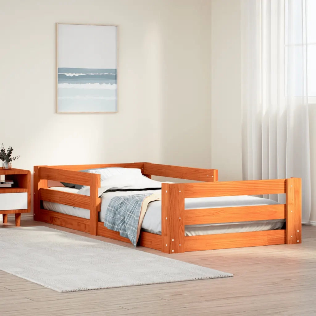 Letto senza Materasso-Struttura Letto Marrone Cera 80x200 cm Legno di Pino 745000