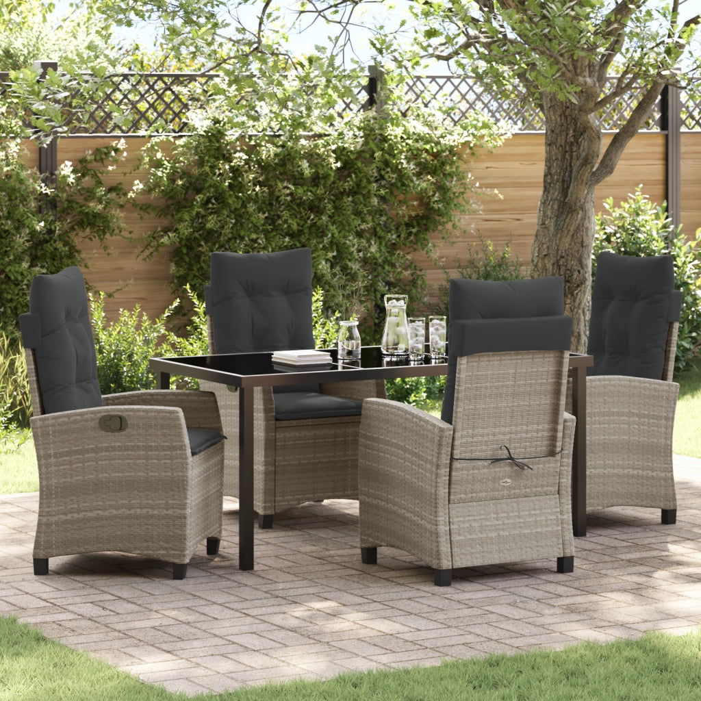 Set da pranzo da giardino 5 pezzi con cuscini Grigio chiaro Rattan sintetico