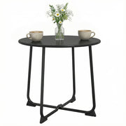 Tavolino da Caff¨¨ da Esterno Rotondo 50 cm, Tavolo in Metallo con Base a X e Piedini Antiscivolo, Nero