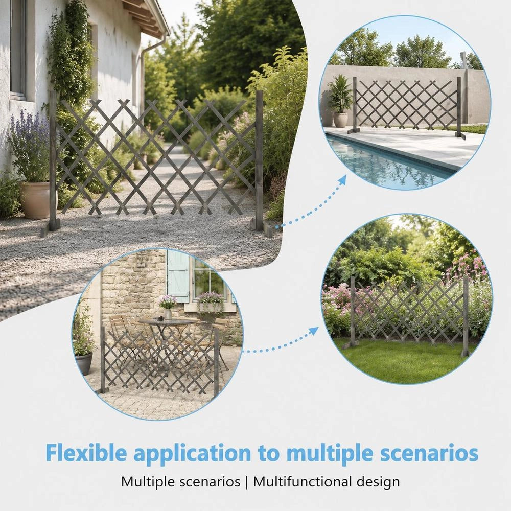 Garden Trellis Fence, Grey, 120x90 Cm, Solid Fir Wood