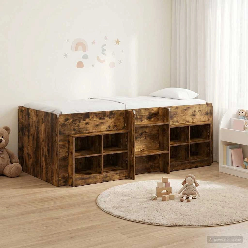 Struttura Letto Loft con Mobile 3 pz Rovere Fumo 3423418