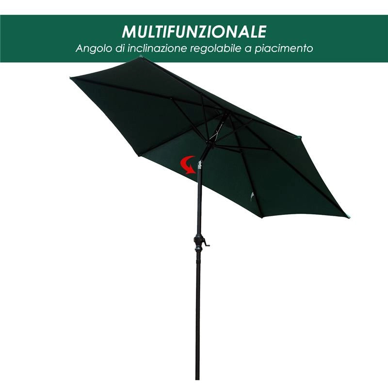 OMBRELLONE DA GIARDINO 2.7 × 2.35 M INCLINABILE ALLUMINIO E POLIESTERE VERDE
