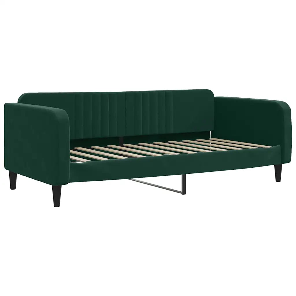 Divano Letto con Materasso Verde Scuro 90x200 cm in Velluto
