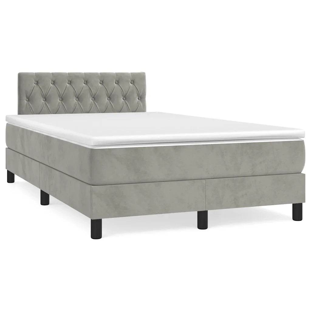 vidaXL Letto a Molle Materasso e LED Grigio Chiaro 120x190 cm Velluto