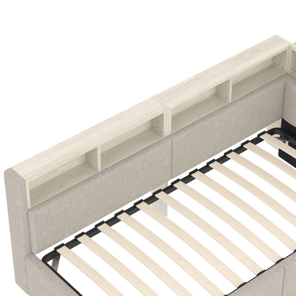 Letto daybed con LED, USB e vani contenitori