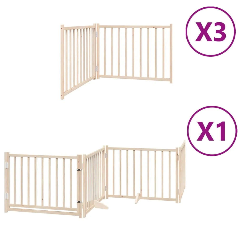 Cancelletto di sicurezza per animali domestici porta pieghevole 10 pannelli legno di pioppo marrone 02_0023114