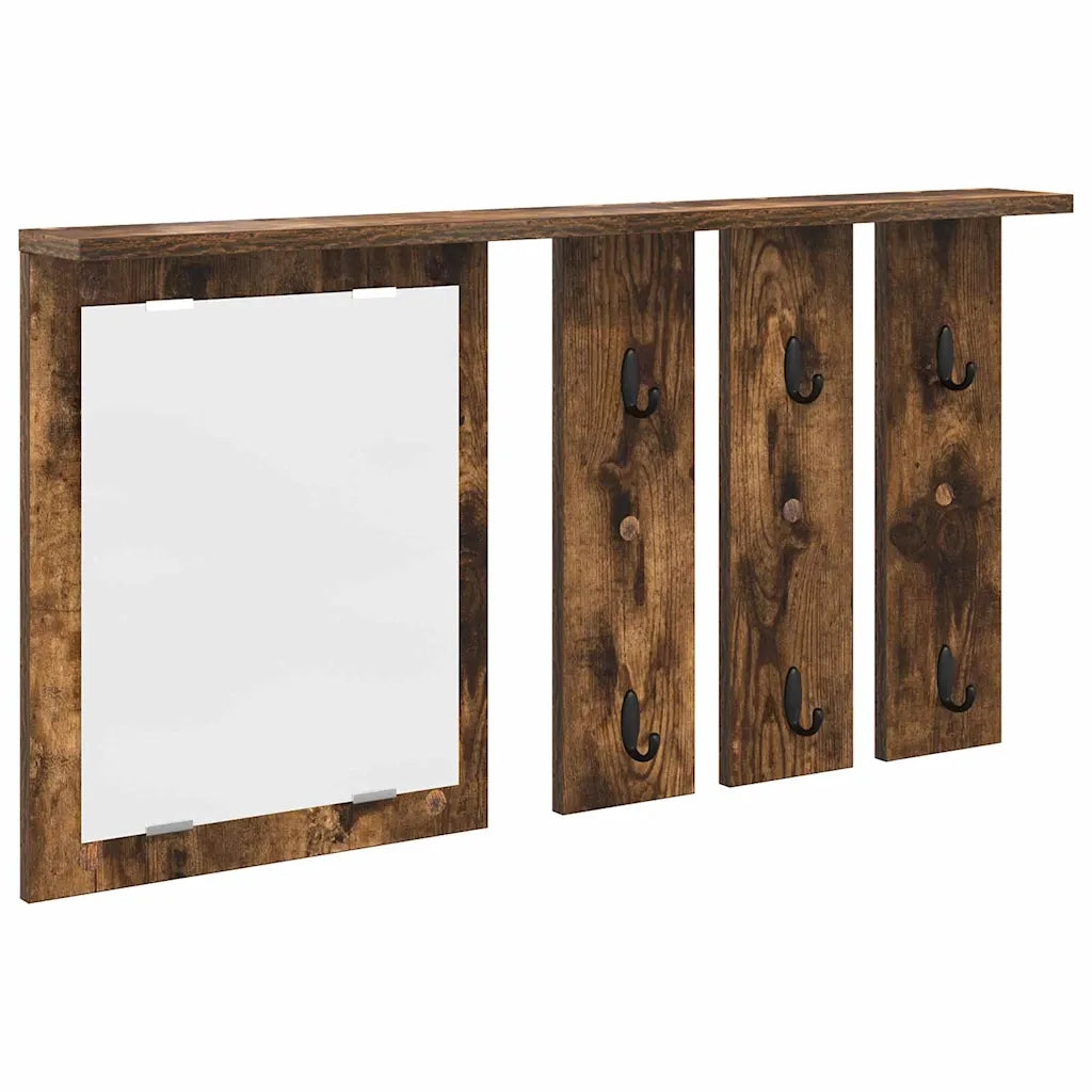 vidaXL Appendiabiti a muro con lo scaffale Rovere fumo 85 x 10 x 45 cm