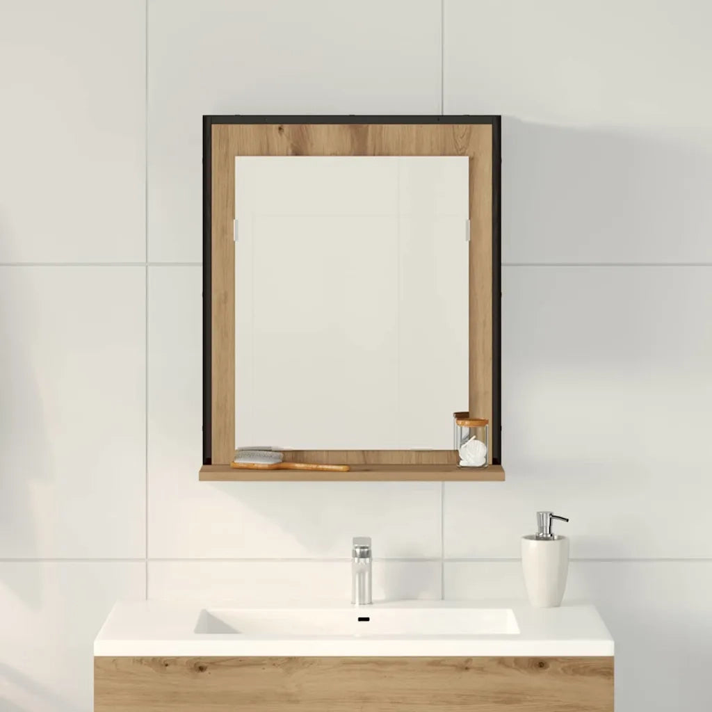 Specchio con lo scaffale rovere artigianale 50 x 12 x 60 cm 862221