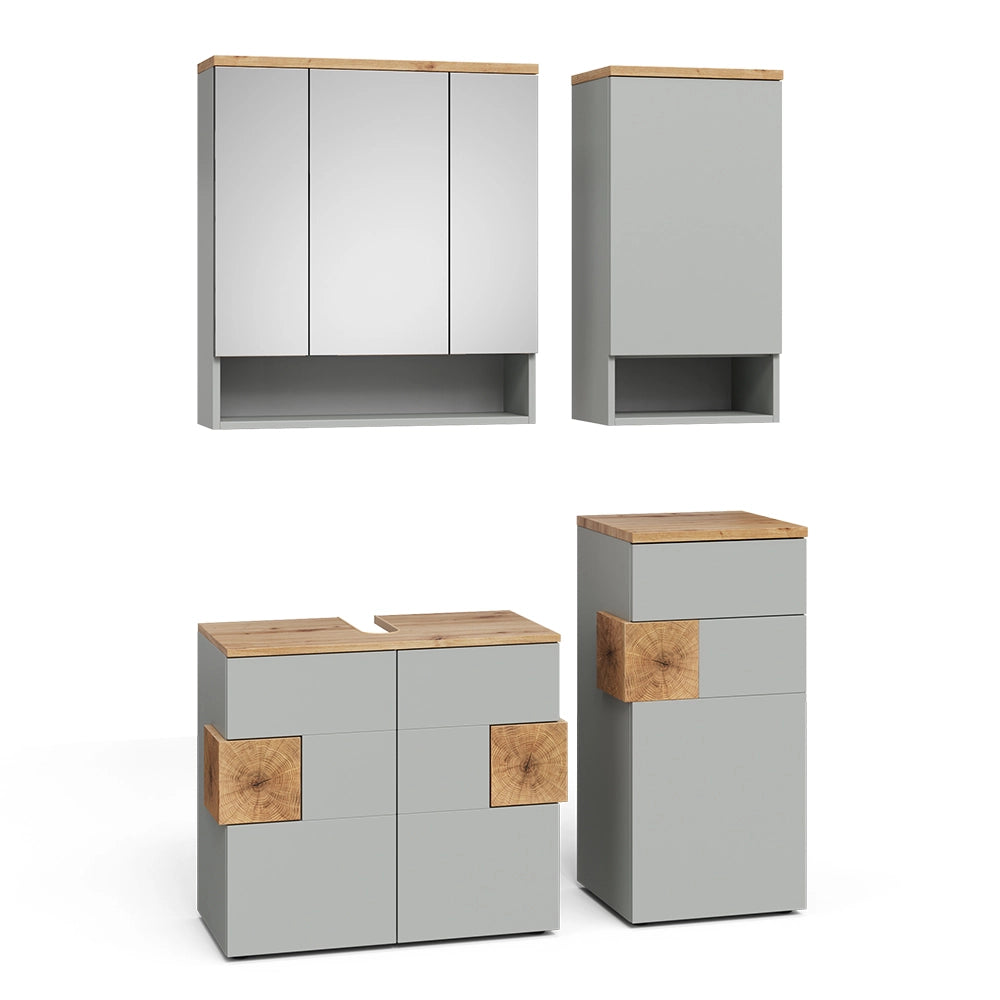Vicco Set di mobili da bagno Grigio/Artisan 4 parti
