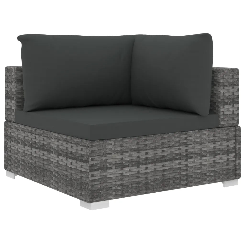 Set Divani da Giardino 11 pz con Cuscini in Polyrattan Grigio 48321