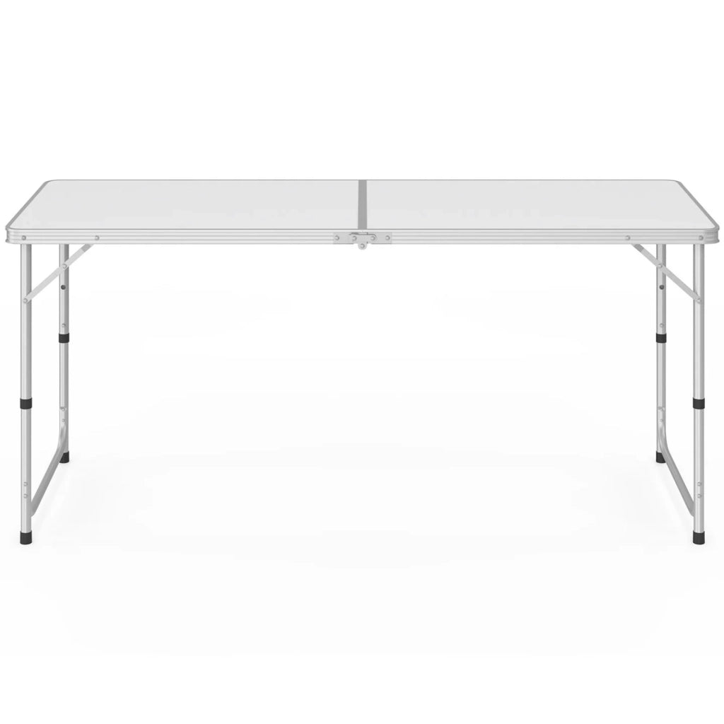 IDMarket - Tavolo da campeggio pieghevole regolabile in altezza da 160 cm e 6 sgabelli bianchi