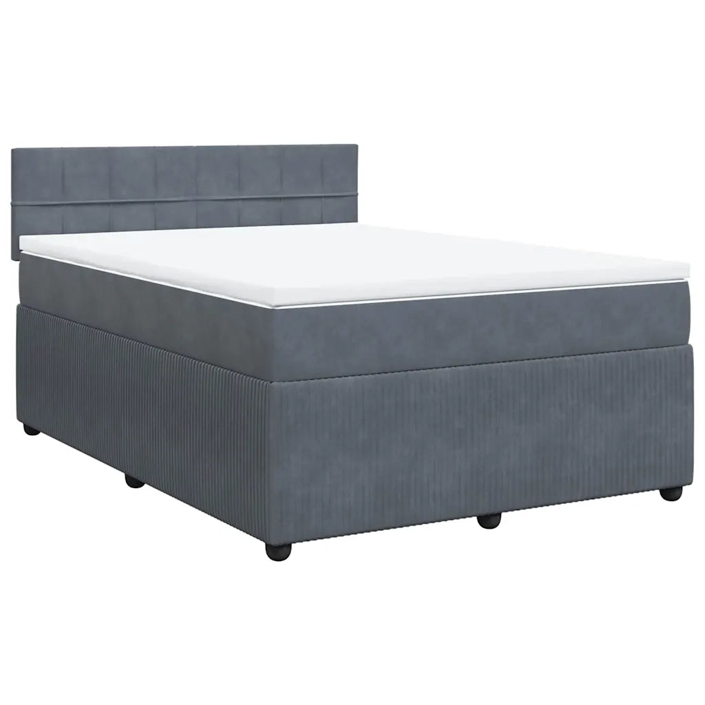 Giroletto a Molle con Materasso Grigio Scuro 160x200 cm Velluto