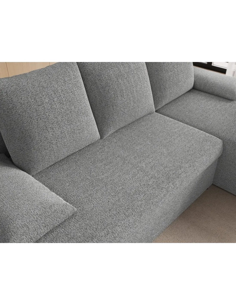 Divano ad angolo Grigio 3 posti letto aggiuntivo 206x90x146cm GINA