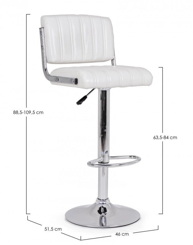 Set 2 Sgabelli Bar 46x51,5x88,5/109,5h cm Barclay Bianco