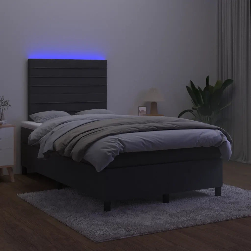Letto a Molle con Materasso e LED Nero 120x200 cm in Velluto 3136175