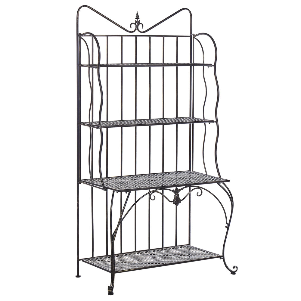 Scaffale per piante in metallo Nero da esterno per interni da giardino retrò a 4 ripiani autoportante da giardino