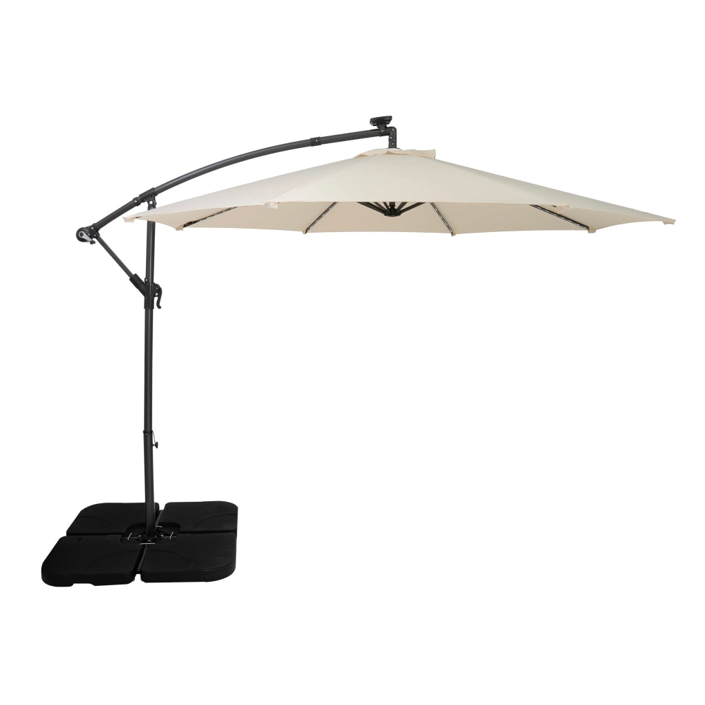 Ombrellone LED Decentrato 3m Cream Banana con Base Quadrata