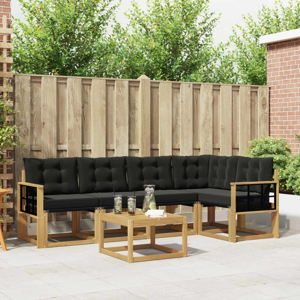 Set di divani da esterno con cuscino 6 pcs Bianco e Nero
