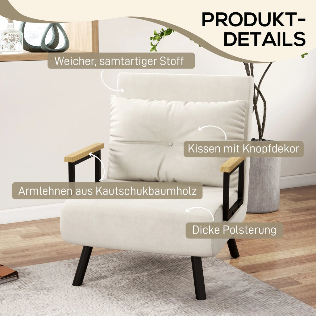 Poltrona relax stile scandinavo reclinabile con cuscino ¨C Xylo ¨C crema