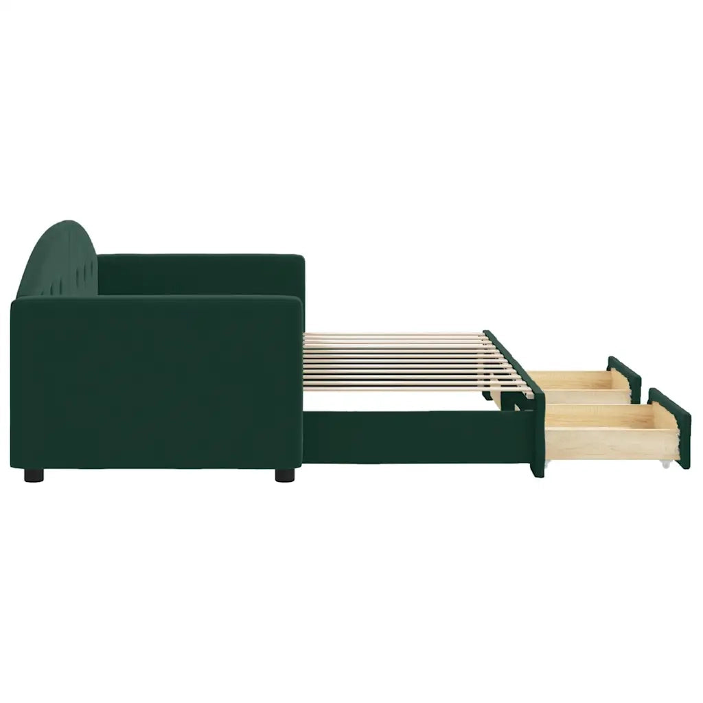 Divano Letto Estraibile Cassetti Verde Scuro 80x200cm Velluto 3197344