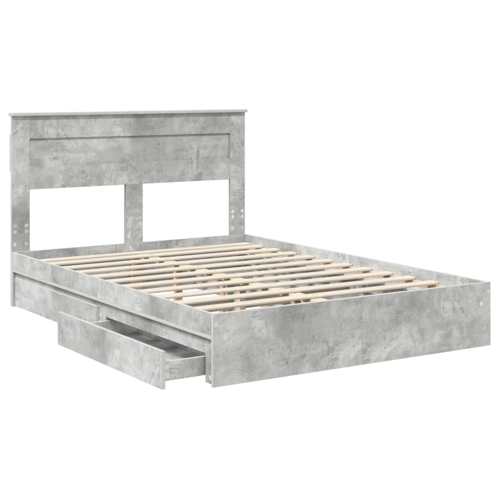 Letto con Contenitore con testiera Grigio cemento 150 x 200 cm 3409905