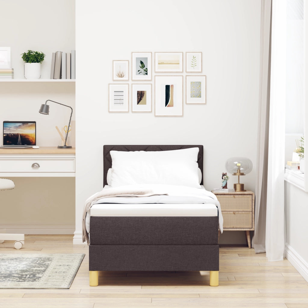 Letto con Molleggio Marrone Scuro 80x200 cm Tessuto