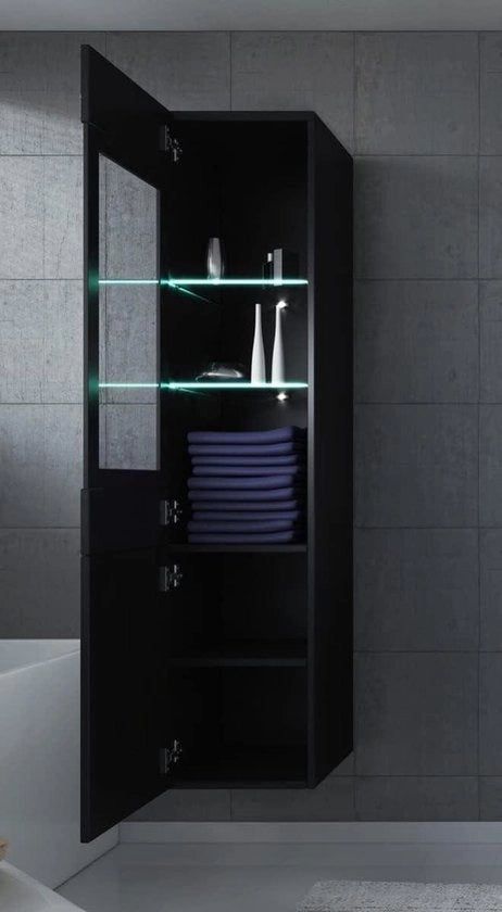 Cassettiera da bagno alta - Rio 131 cm - alta finitura nera - cassettiera alta - arredo - arredo da bagno - cassettiera laterale - cassettiera da bagno