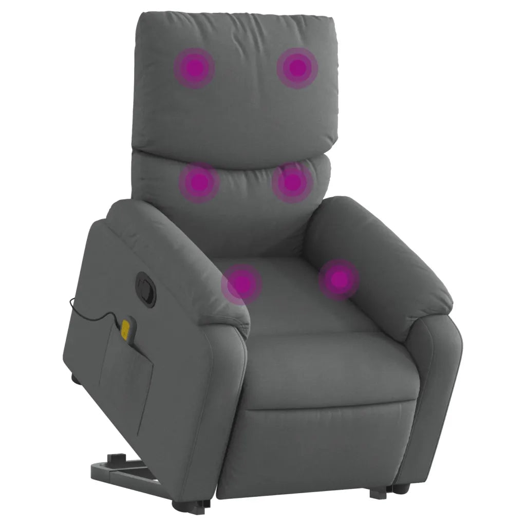 Poltrona Alzapersona Massaggi Reclinabile Grigio Scuro Tessutocod mxl 85287