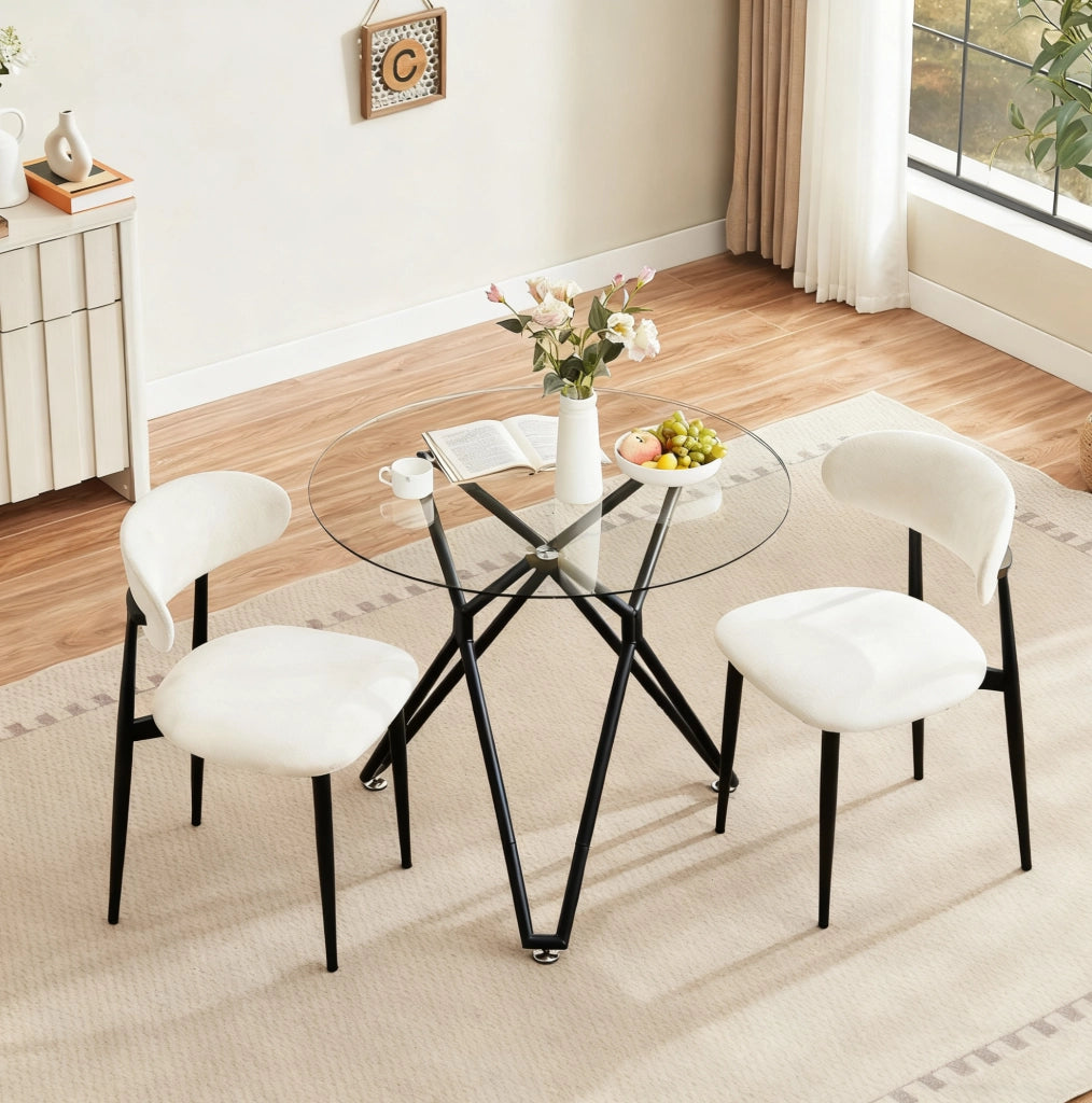 Tavolo da pranzo rotondo in vetro nero Ø 90 cm