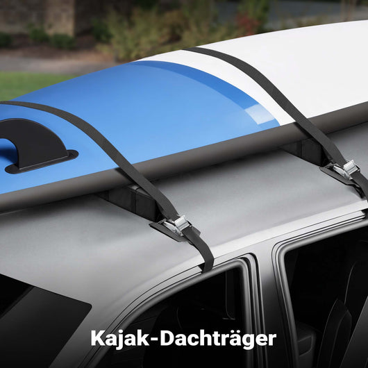 2x Barre portatutto per auto, barre morbide portapacchi universali, capacità 75 kg, per surf, kayak, sci