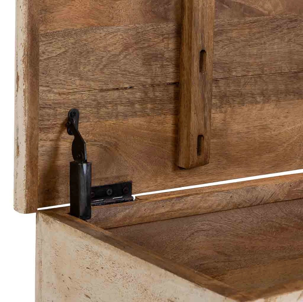 Baule in legno beige fatto a mano, 100x40x46h cm