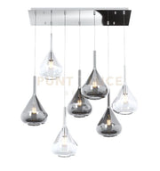 SOSPENSIONE CROMO 7 LUCI RETTANGOLARE VETRI 3X TR + 4X FU 1177CR-S7 R-TF