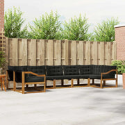 Set di divani da esterno con cuscino 7 pcs Naturale e Nero