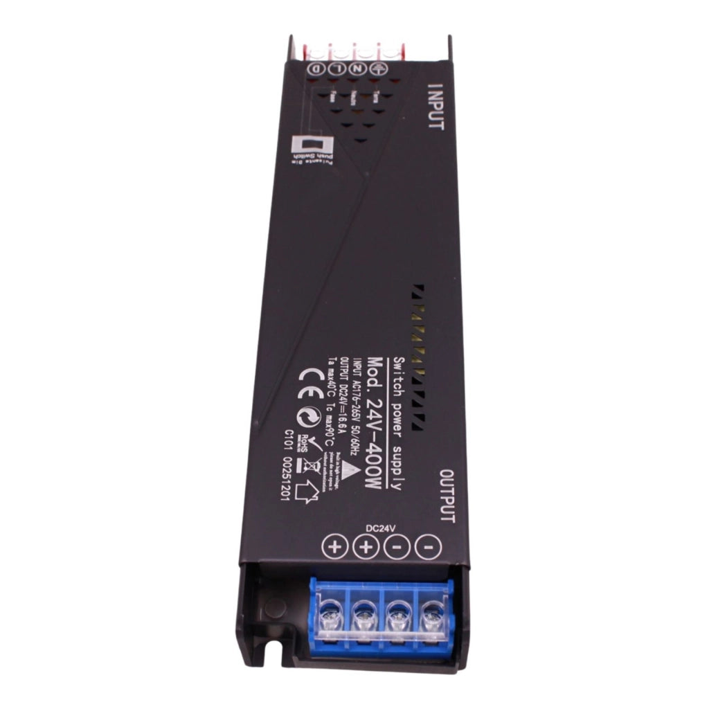 Alimentatore Trasformatore 24V Push Dimmer, Dimmerabile Con Pulsante NO (10-100%), Memoria Dopo Blackout, Spegnimento Soft, 2 Uscite, Input 220V IP20, Disponibili 100W 200W 300W 400W (400W)