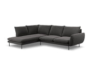 Cosmopolitan Design - Divano angolare sinistro "Vienna" 6 posti in velluto grigio scuro 