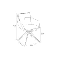 PAZZO DESIGN Sedia Gastone Grigio set da 2 sedie con rivestimento in tessuto e gambe in metallo