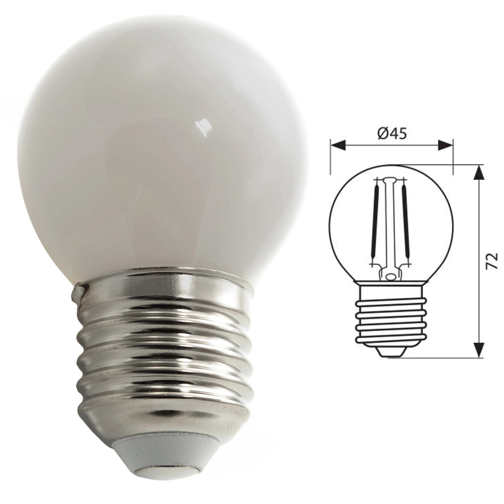 Lampadina LED mini globo E27 vetro luce 360 gradi 4W 400 lumen 230V luce calda 3000K