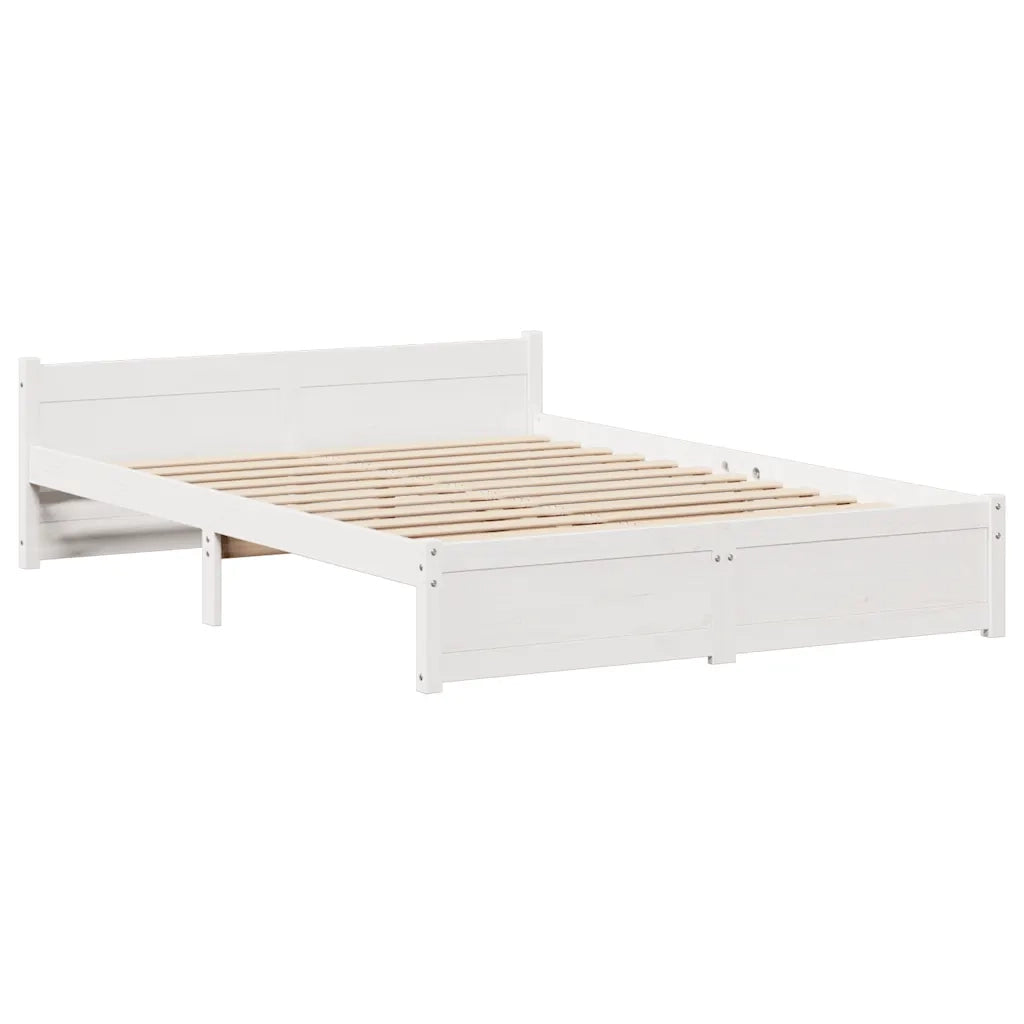 Letto senza Materasso Bianco 150x200 cm Legno Massello di Pino