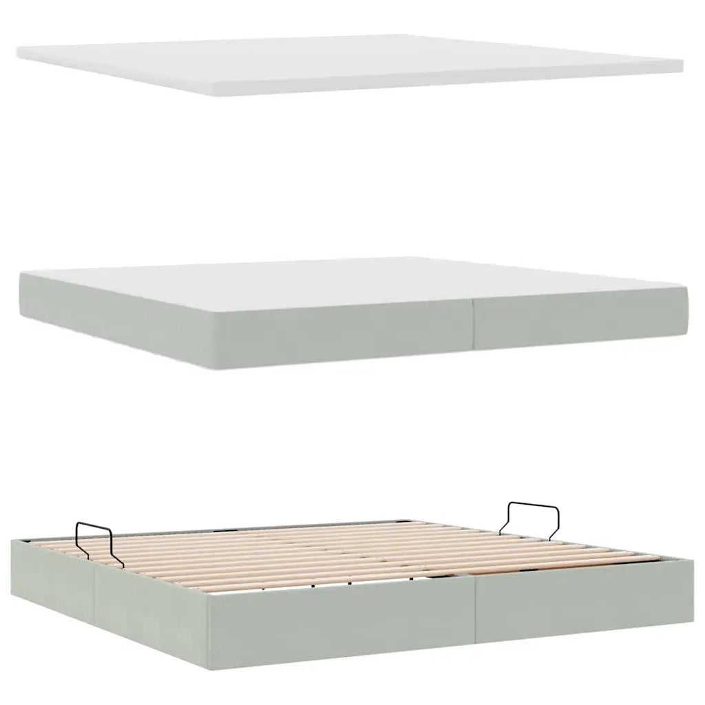 Letto con contenitore e LED Grigio chiaro 200 x 200 cm Velluto 3372627