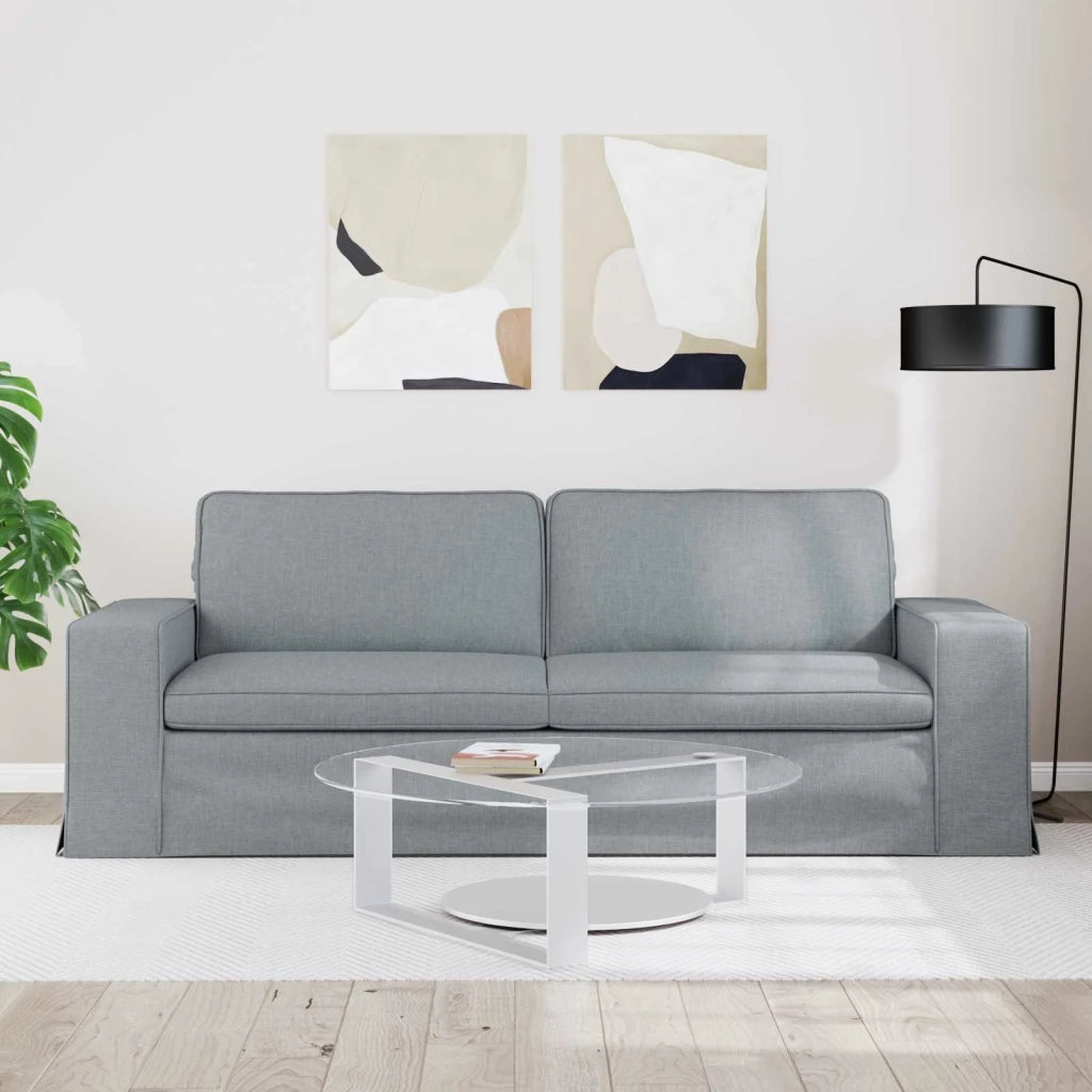 Divano Grigio chiaro 222 x 80 x 82 cm Tessuto 42024397